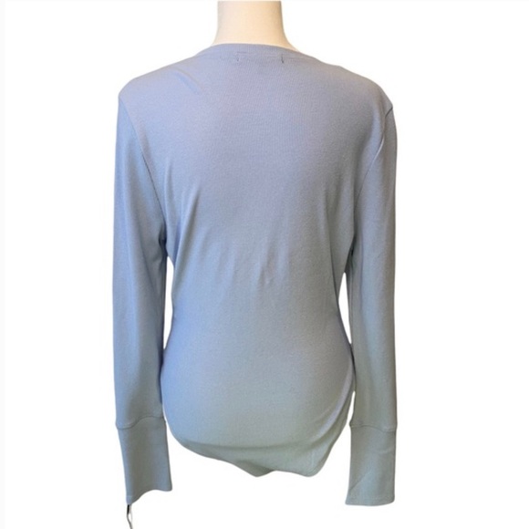 7 FOR ALL MANKIND ribbed pastel blue v neck BODYSUIT medium - Picture 2 of 6